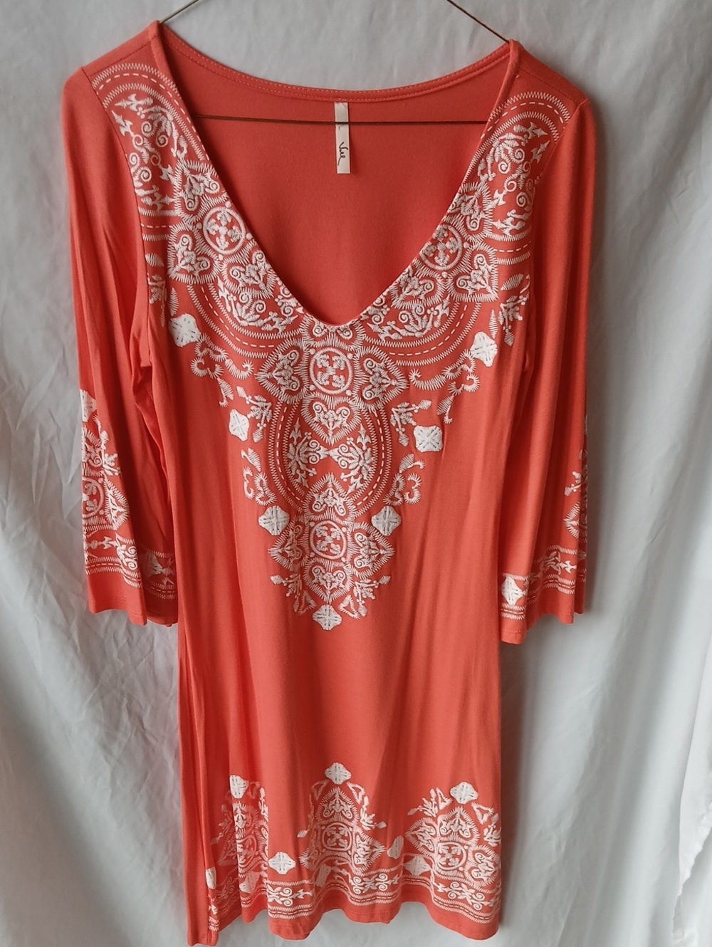 Voll Style Coral Dress with White Print